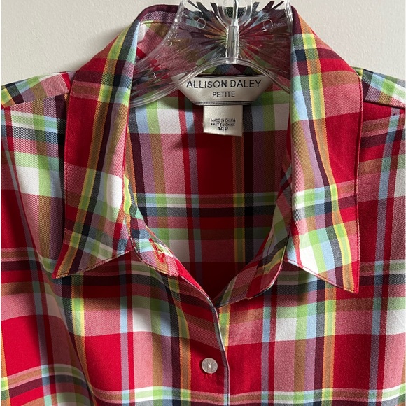 Allison Daley Plaid Blouse  14 P - Picture 2 of 12